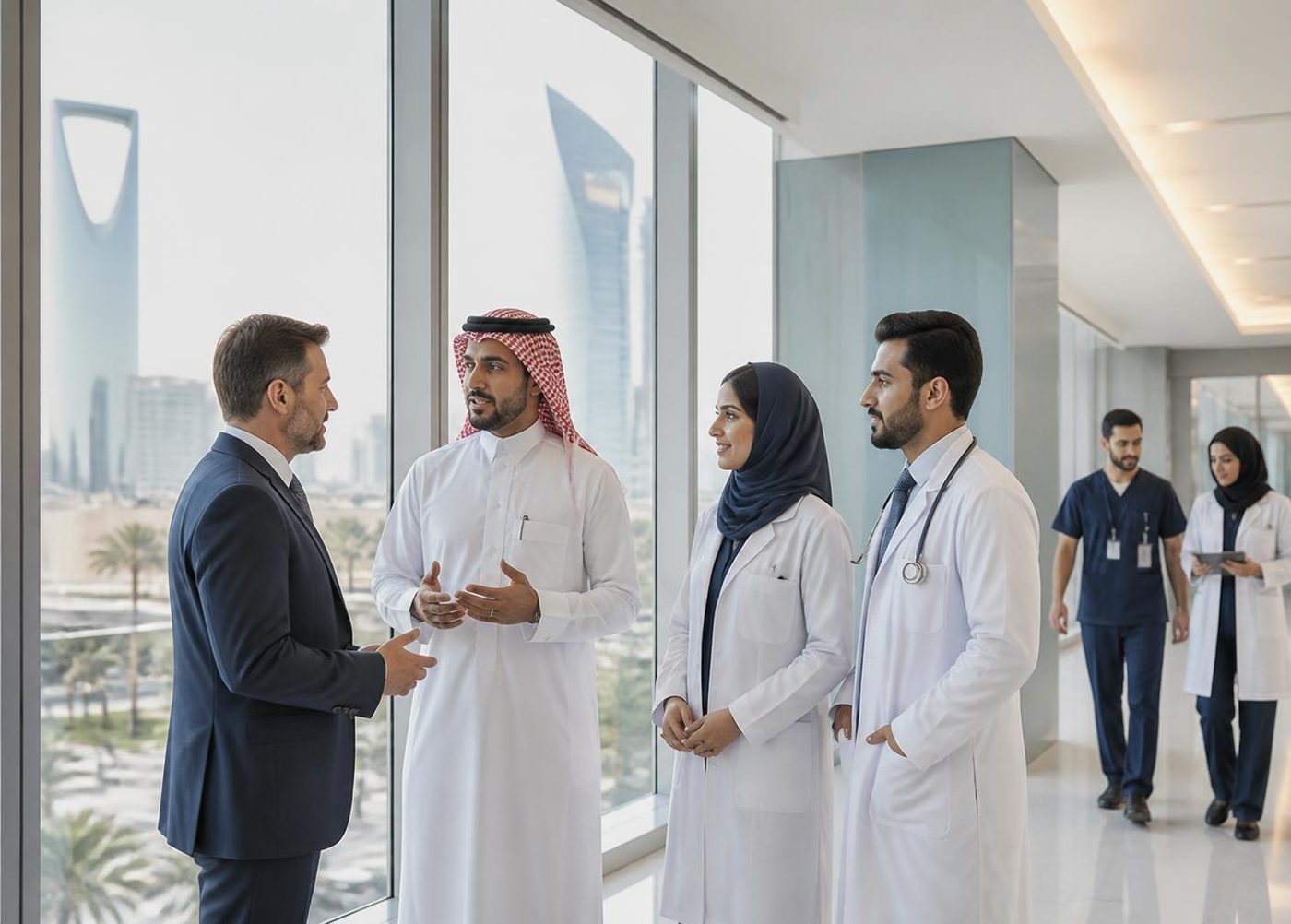 قادة الرعاية الصحية والأطباء يناقشون التحول الرقمي في مستشفى سعودي حديث
